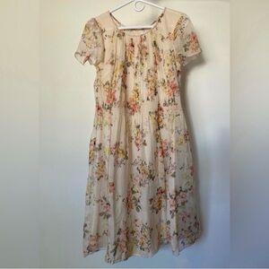 Sundance 100% Silk Floral Dress Cream Cottagecore Boho Spring Summer Size 2